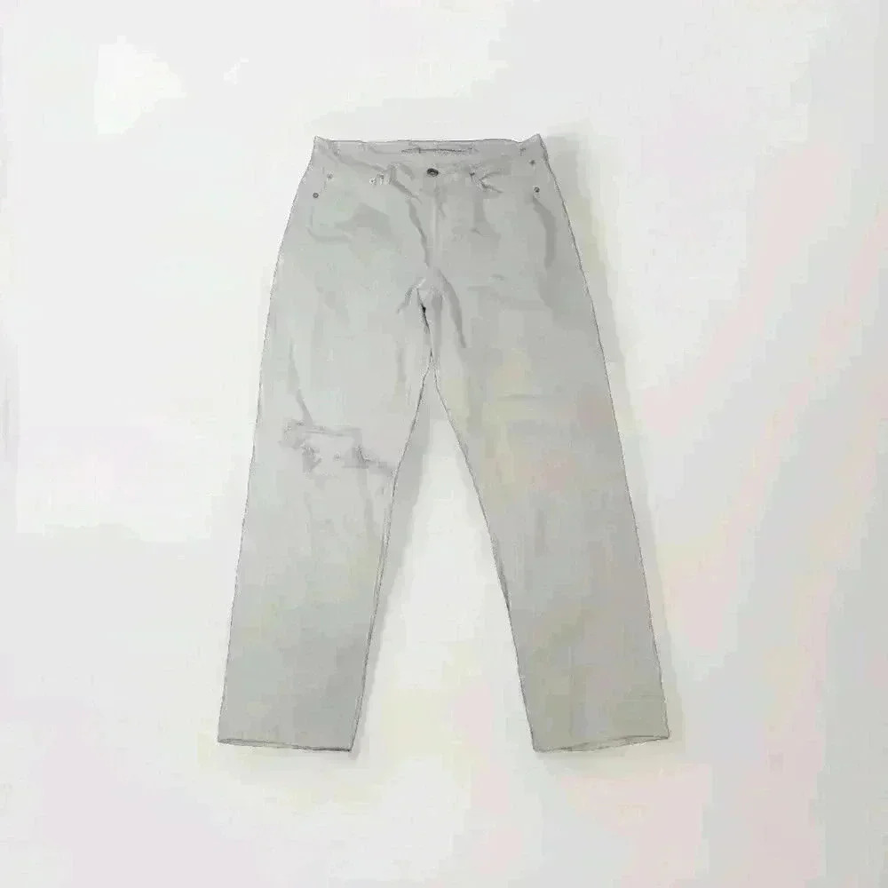 American Eagle Jeans Womens size 10 Mom Straight Distressed White Ripped 4544